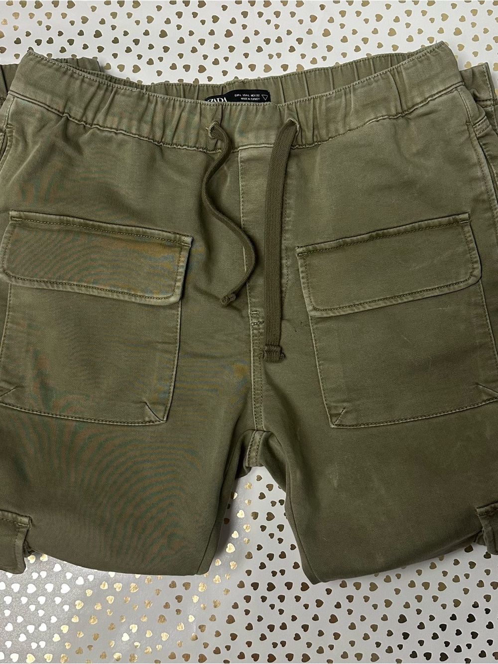 Zara Olive Green Women’s Cargo Pants - Drawstring Waist
